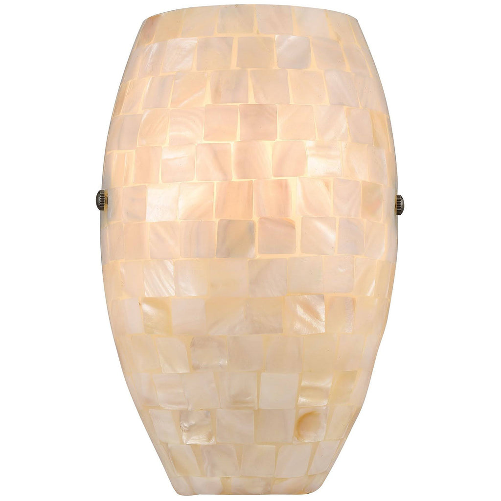 Satin Nickel 1-Light Sconce with Glass/Capiz Shells W4980