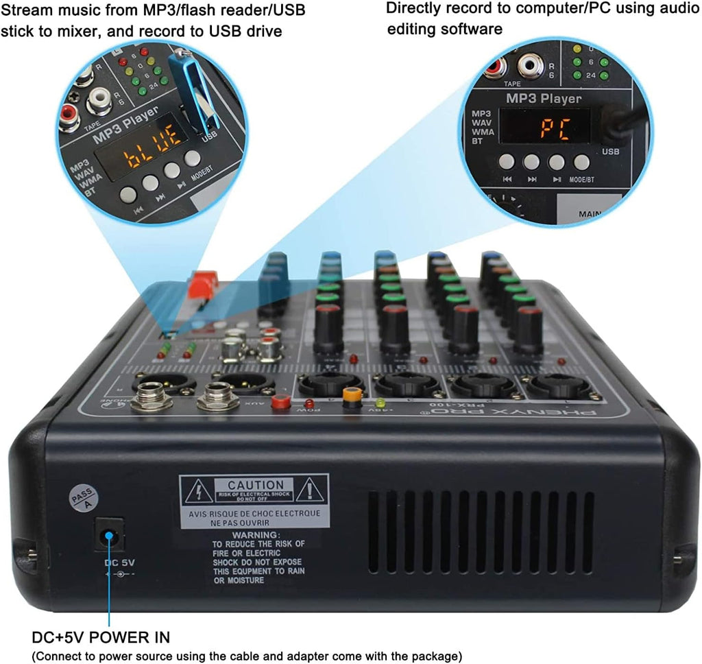 Compact 4-Channel Audio Mixer with USB Recording Interface L76212