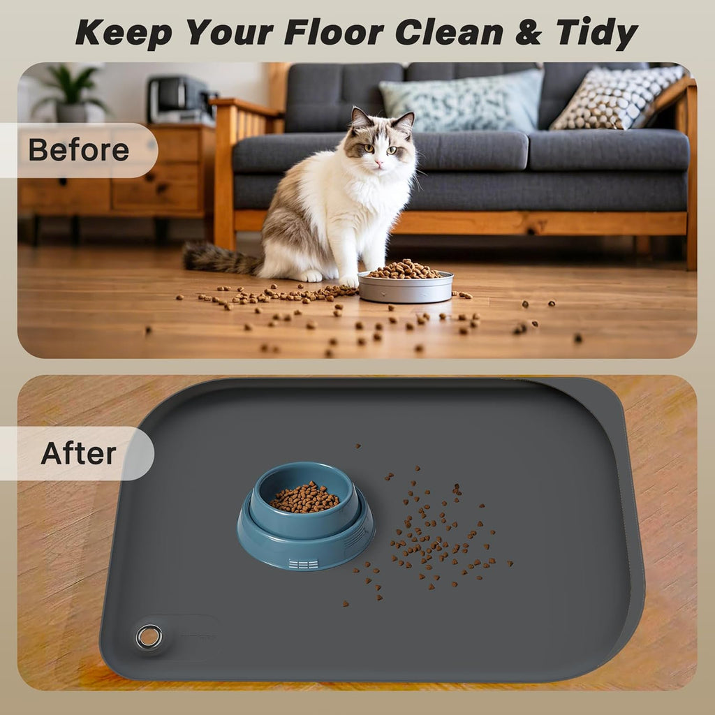 Waterproof Silicone Pet Feeding Mat with Pocket Y35834