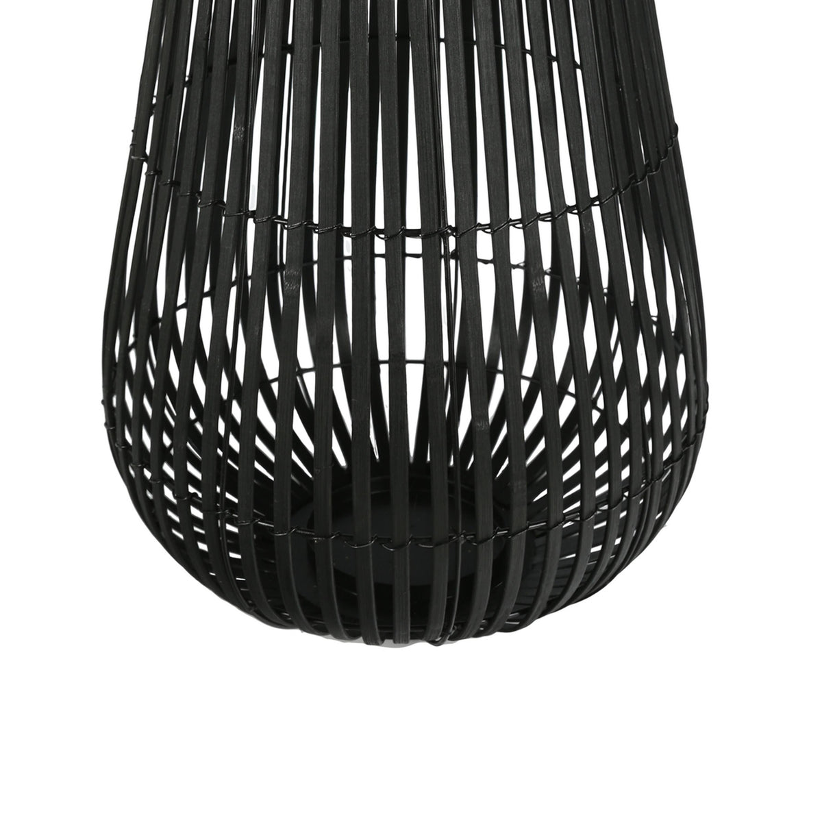 Black Metal Frame Lantern with Weaving B38750