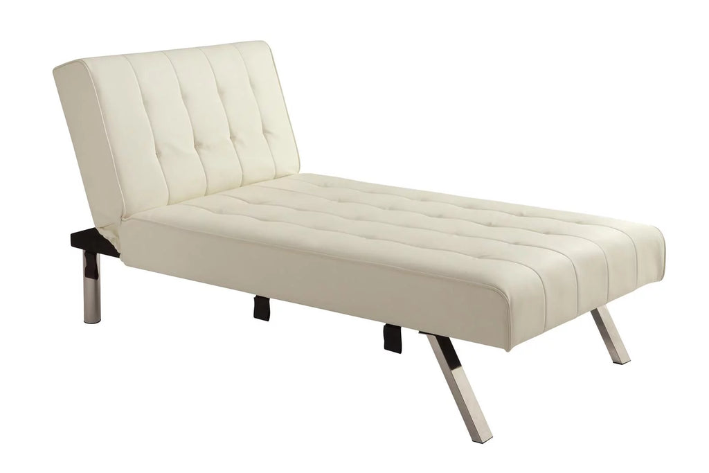 Vanilla Faux Leather Sectional Futon Sofa Bed with Chrome Legs P483