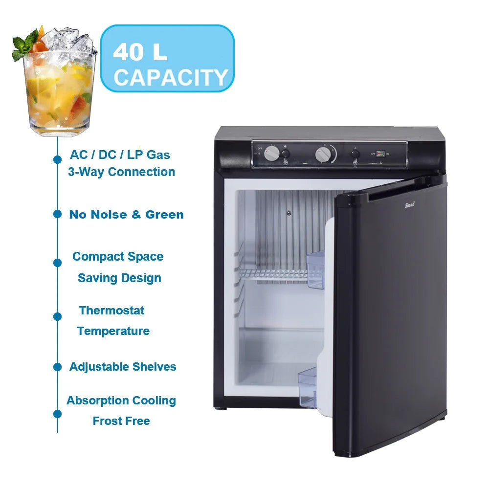 3 Way Propane RV Refrigerator 1.4 Cu.ft, Compact 12 V/110V/Gas LPG Fridge X48488