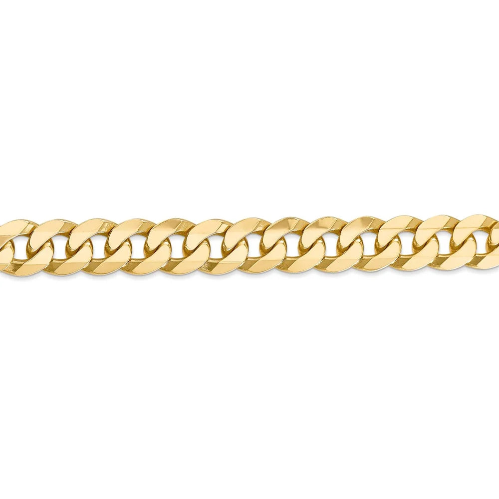 14kt Yellow Gold 9.5mm Flat Beveled Curb Chain, 9 inch, Lobster Clasp X88070