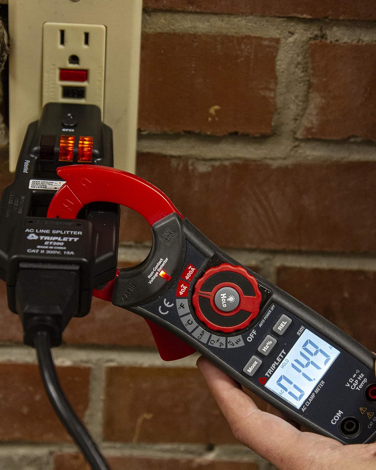AC Line Splitter and GFCI Outlet Tester with 5 Visual Indicators T7371