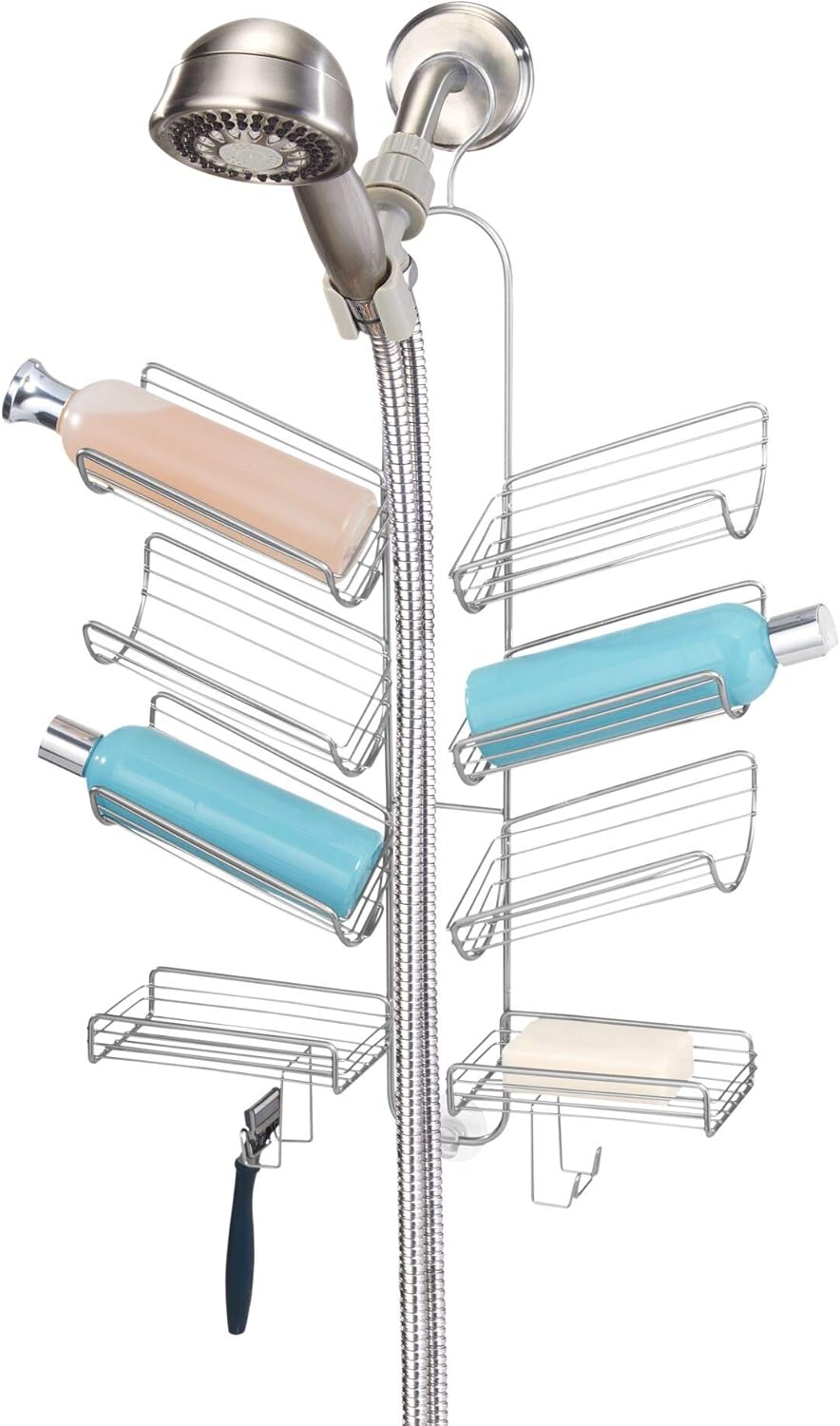 Metal Hanging Bathroom Caddy for Handheld Shower Hose, Bronze, Pack of 2 E98346