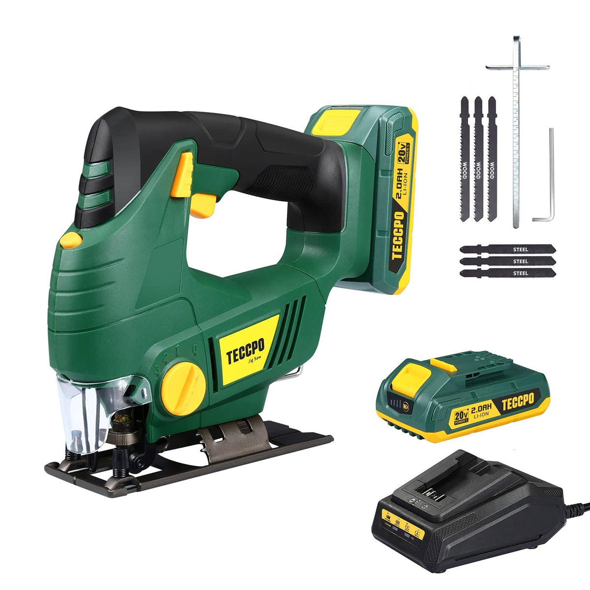 Cordless Jigsaw with LED Light, 2,000mAh Battery C758742