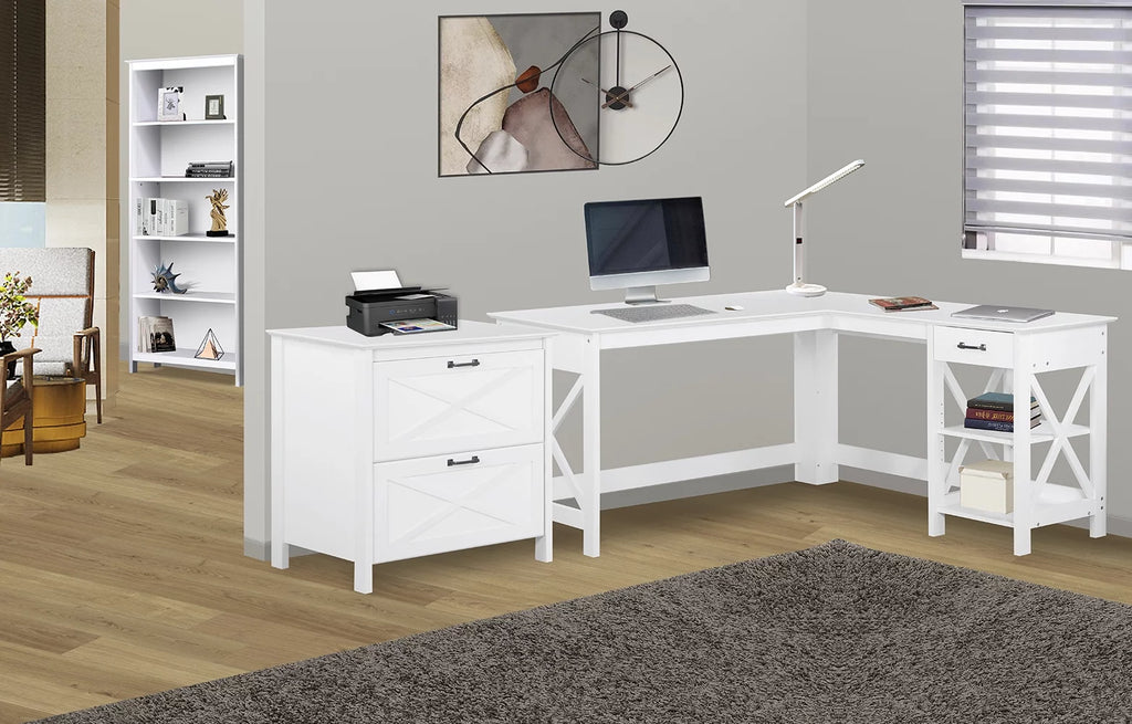 White 2-Drawer Wood File Cabinet O837