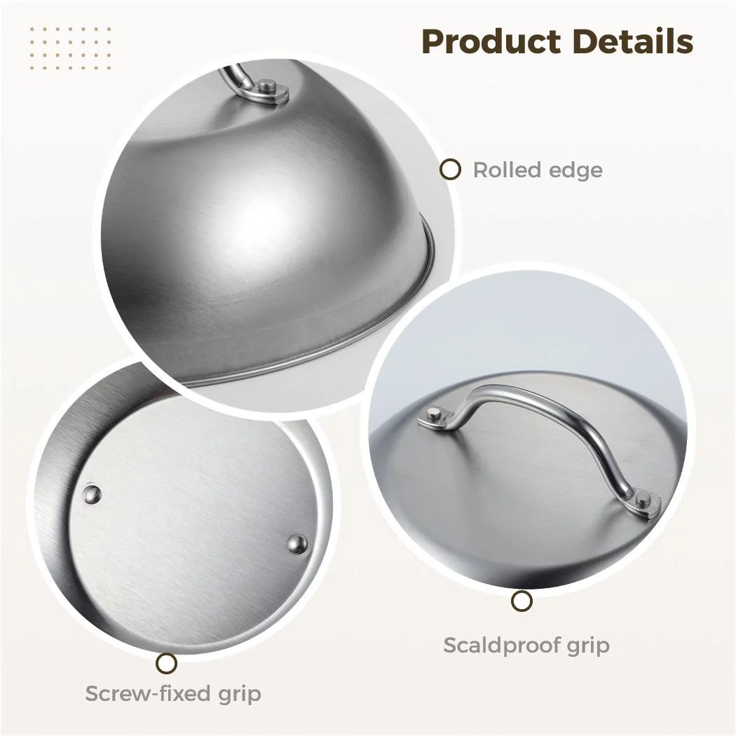 2PCS Stainless Steel Round Basting Cover with Handle O64542