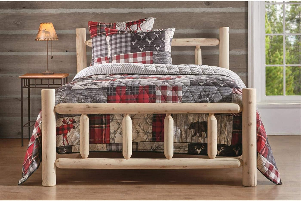 Cedar Log Queen Bed with Headboard and Footboard J634356