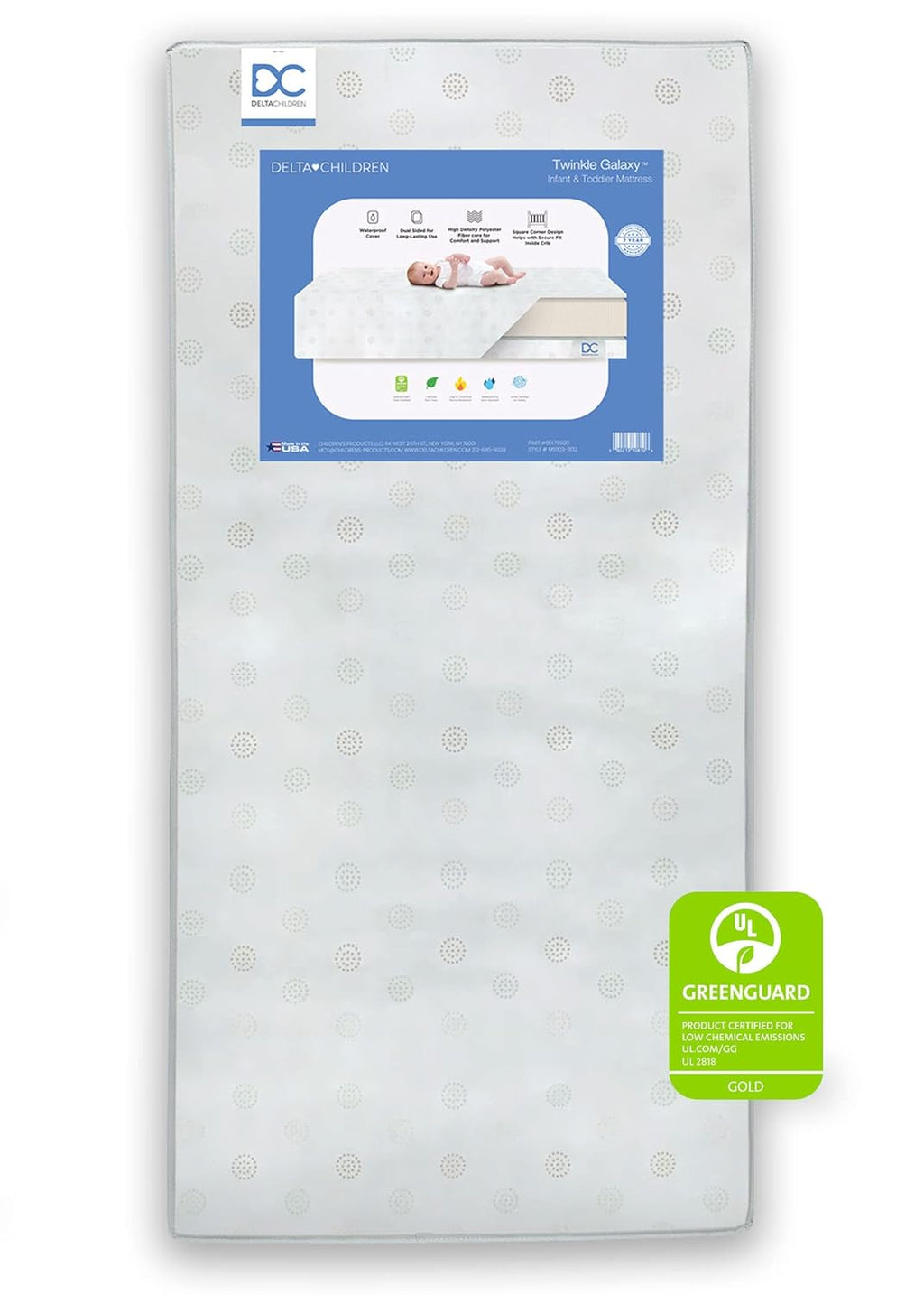 Baby Shark Plastic Toddler Bed and Twinkle Galaxy Dual Sided Crib and Toddler Mattress Bundle V501856