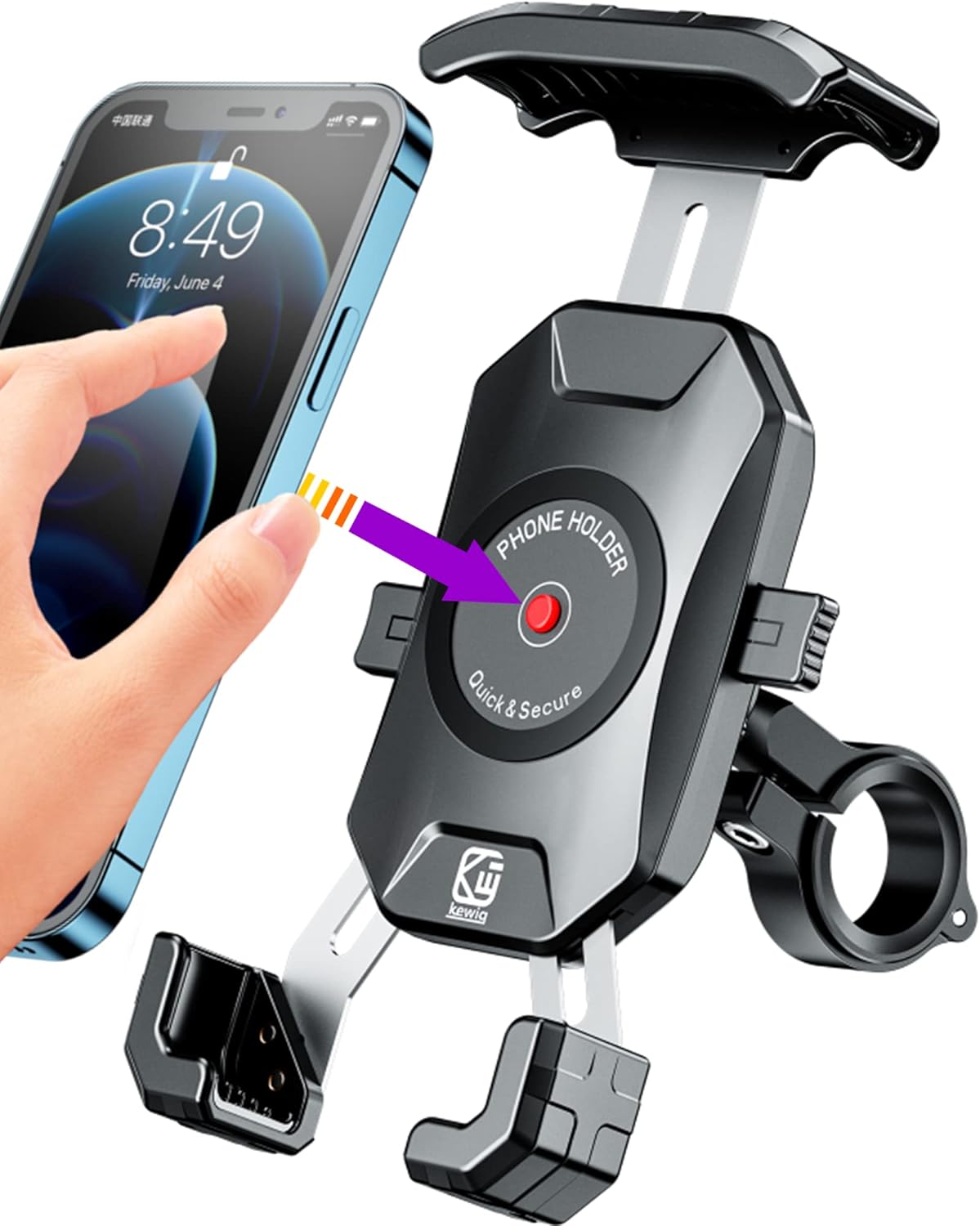 Aluminum Alloy Motorcycle Phone Mount for 4''-7'' Smartphones S328