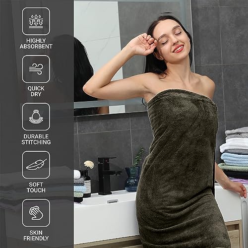4 Pcs Oversized Black Microfiber Bath Towels 35x70 Inches Q356544