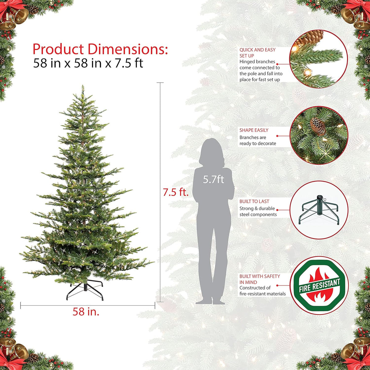 7.5 Foot Pre-Lit Artificial Christmas Tree with 700 Clear Lights U94039