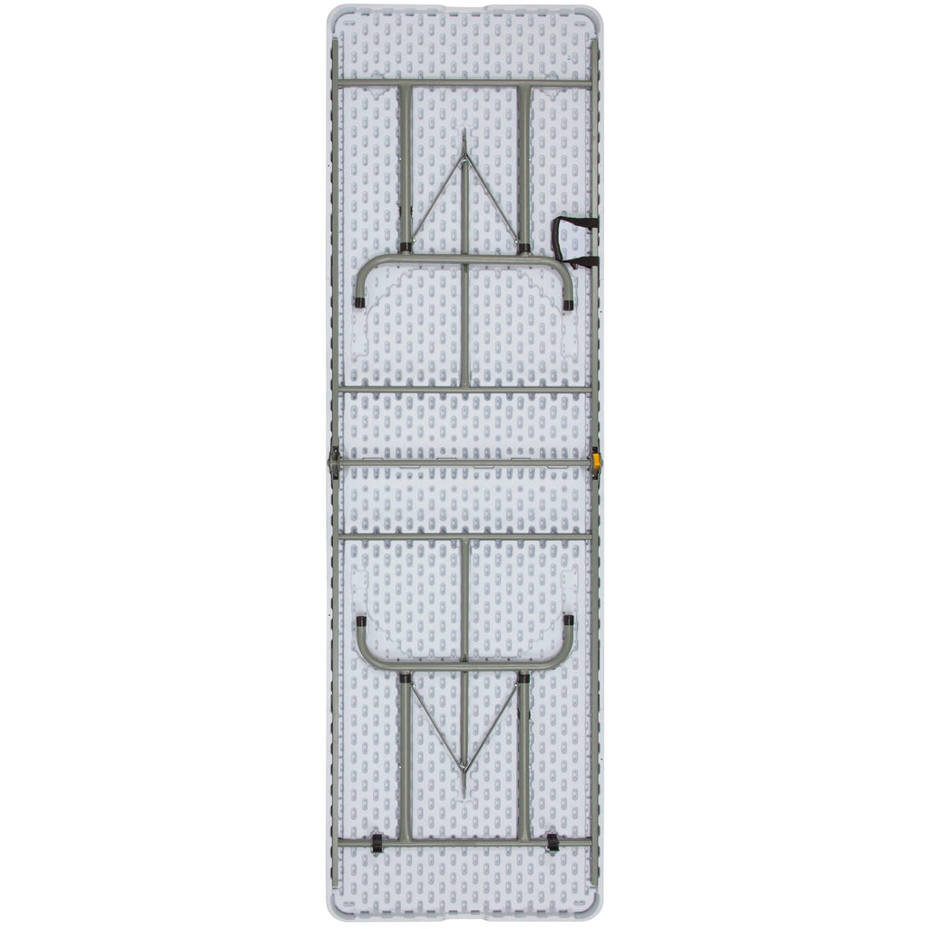 8-Foot Height Adjustable Granite White Plastic Folding Table with Carrying Handle W225624