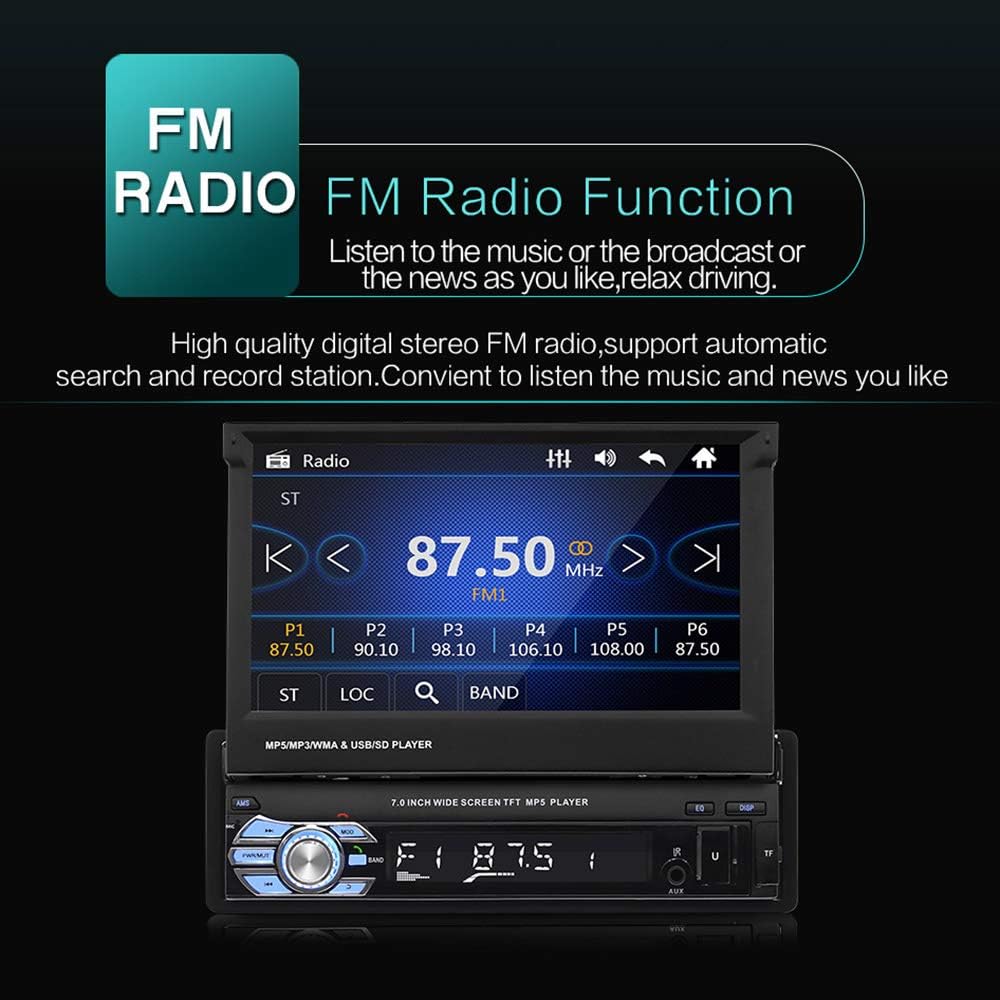 Single Din Touchscreen Car Stereo with Bluetooth FM Radio USB AUX Input C4310