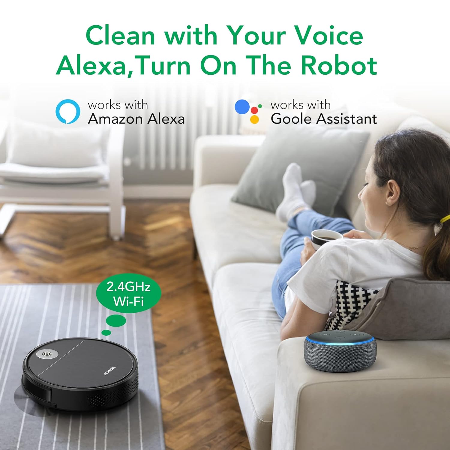 Robot Vacuum Cleaner, 1700pa Suction, 170min Runtime W8404