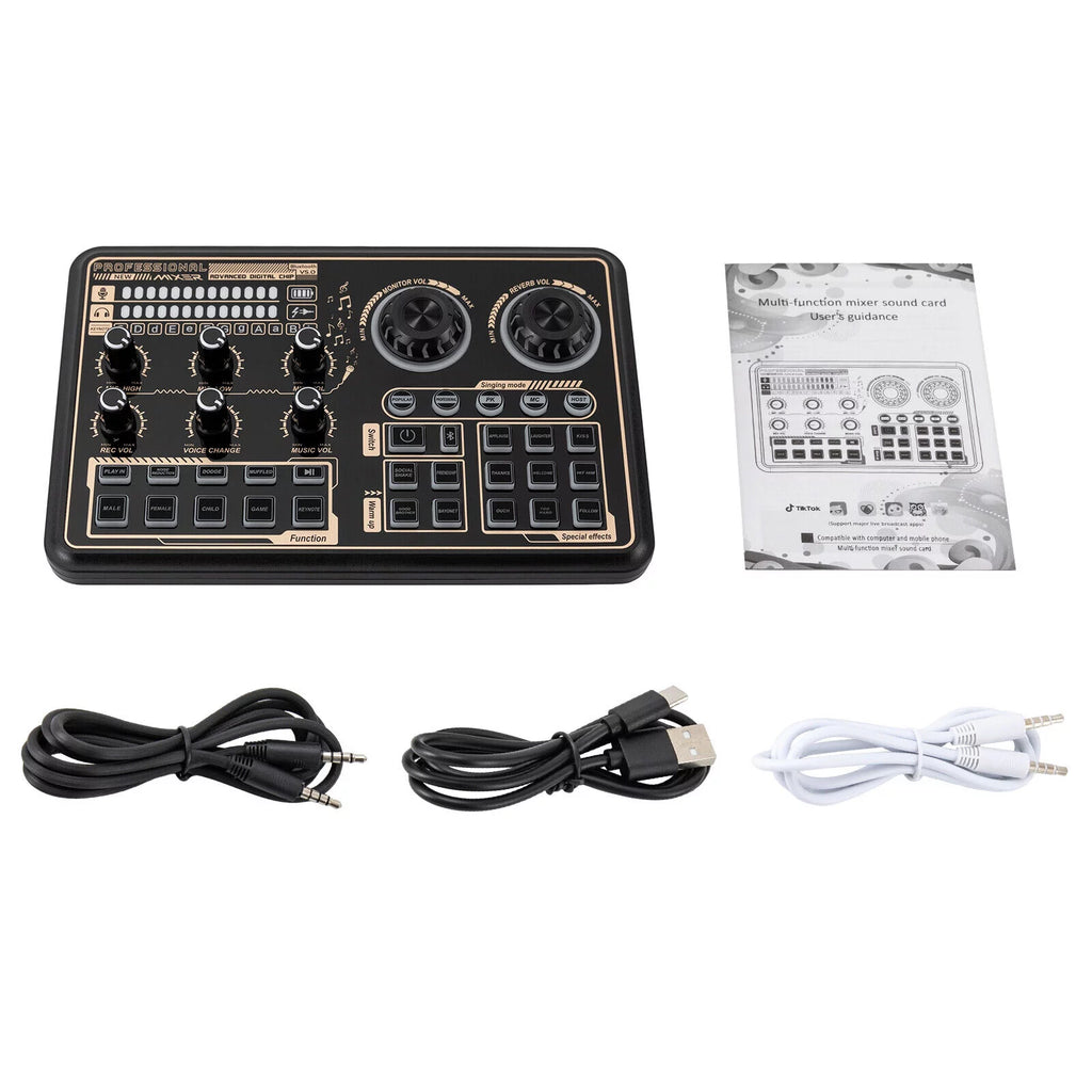 Sound Effects Board Audio Interface with Voice Changer and LED Lights F278