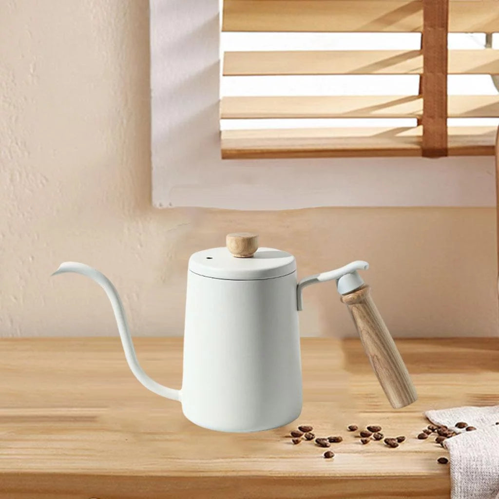 White Stainless Gooseneck Tea Kettle A2849