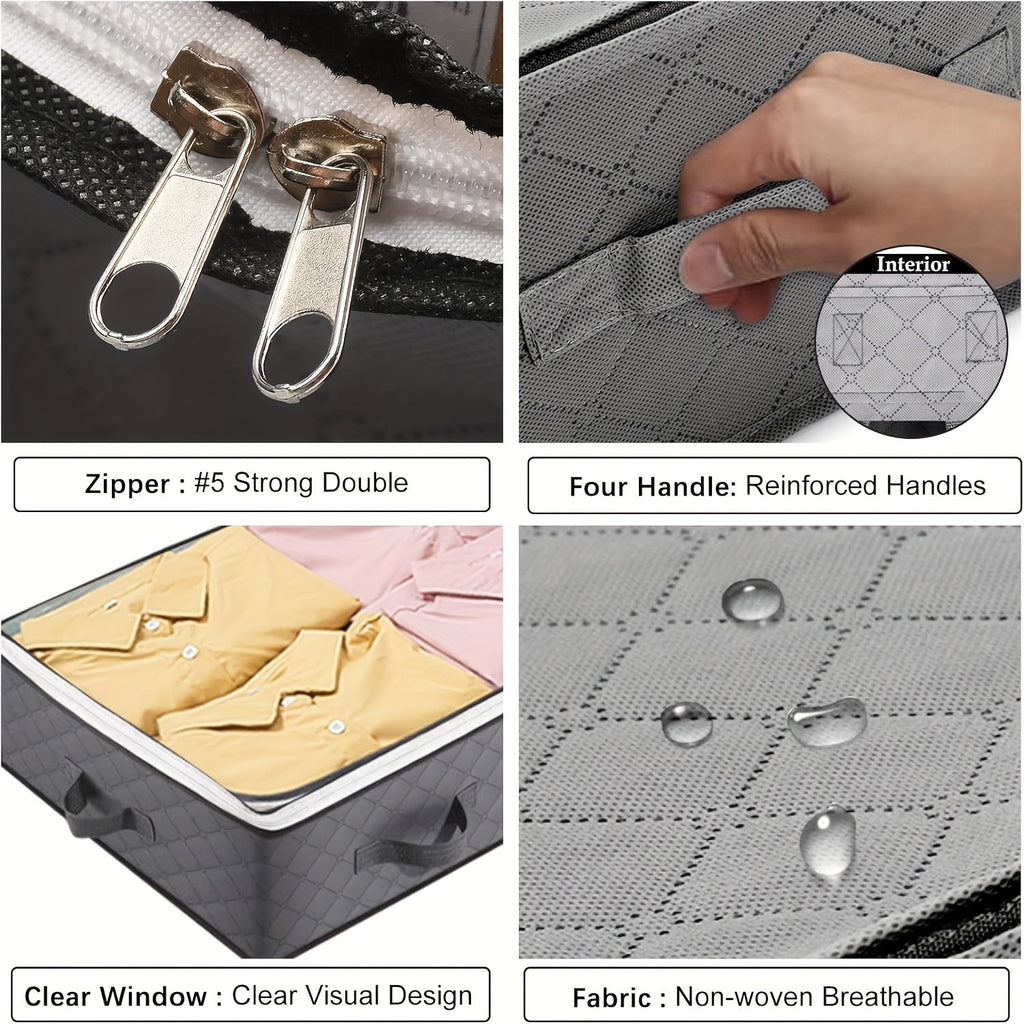 4 Pack Large Capacity Foldable Fabric Storage Containers with Clear Window K6754