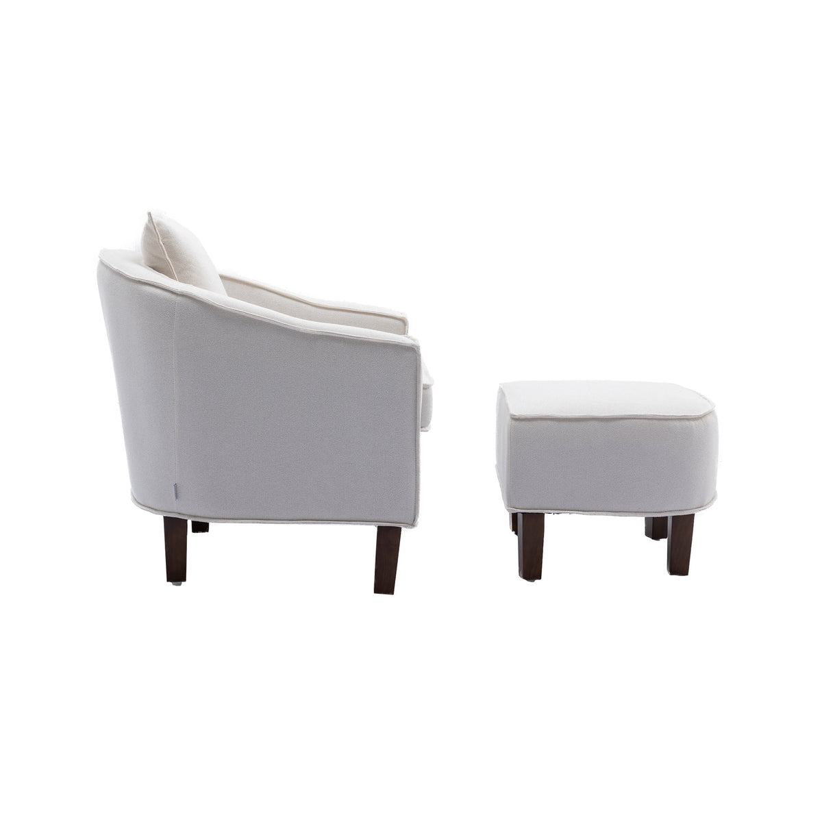 Olive Linen Microsuede Fabric Barrel Chair with Ottoman O247636