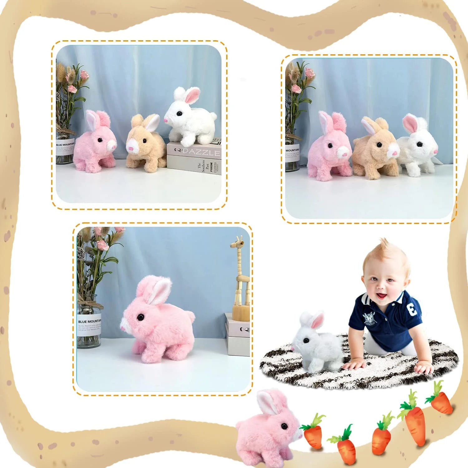 Easter Plush Stuffed Bunny Toy Walking Rabbit Educational Toys for Kids D228