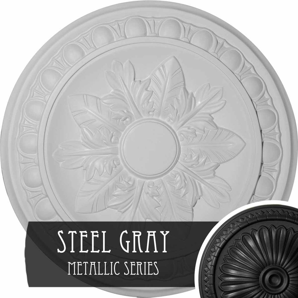 17 3/4x22OD x 1 1/8x22P Ceiling Medallion, Hand-Painted Steel Gray U66035