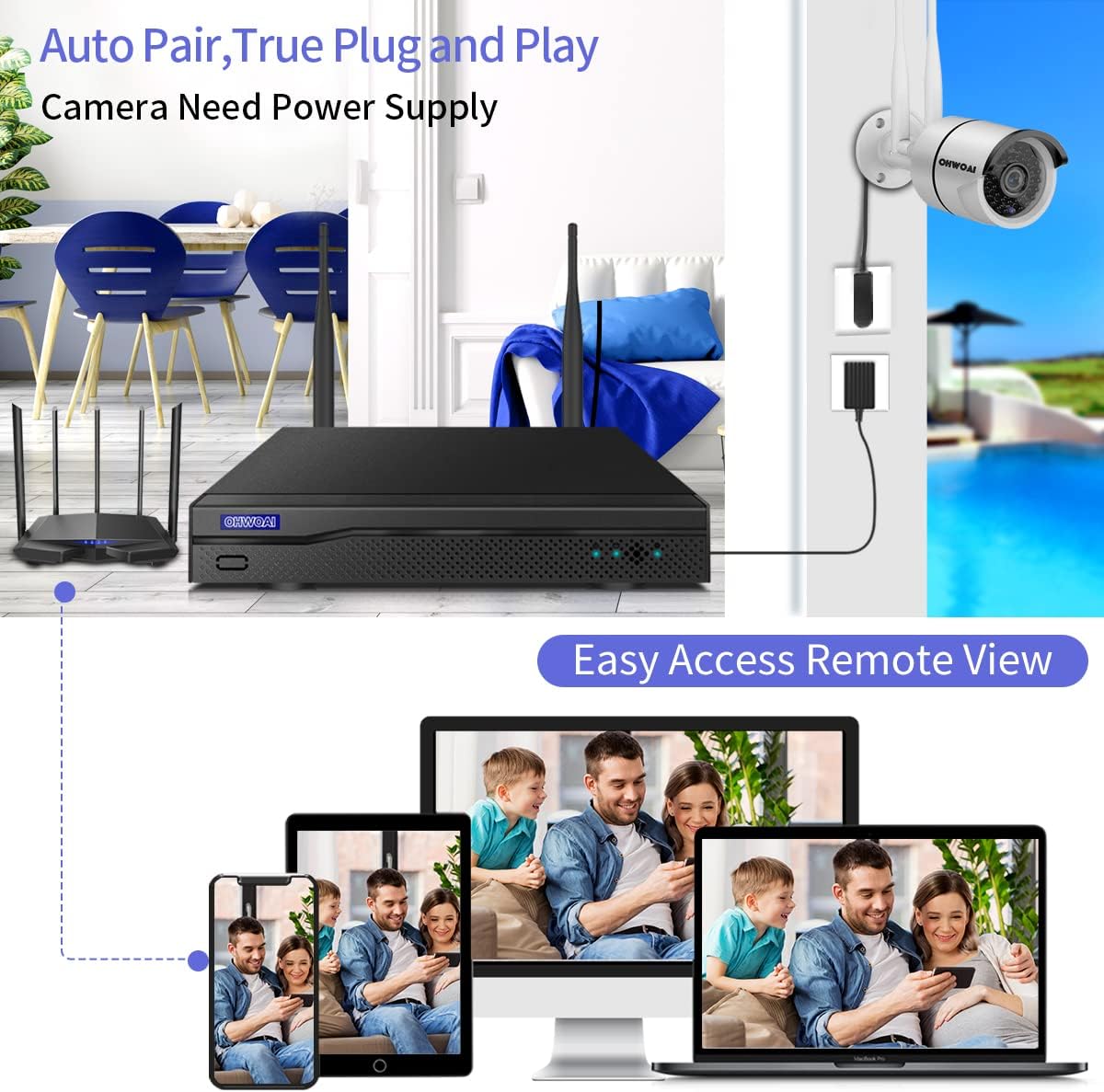 8 Channel 1080P NVR Wireless Security Camera System with 4TB Hard Drive B782
