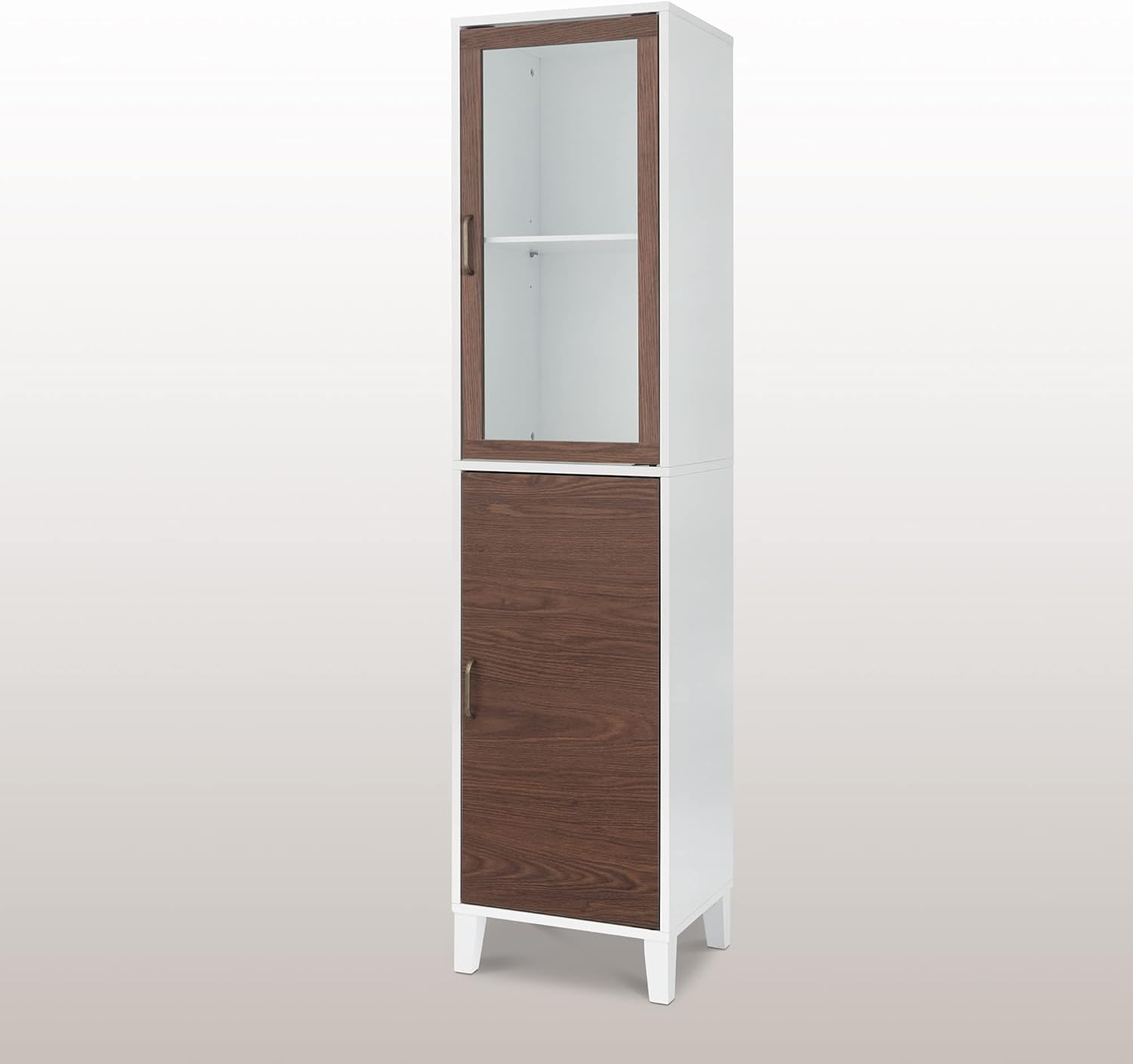 White Natural Wood Bathroom Linen Cabinet L768230