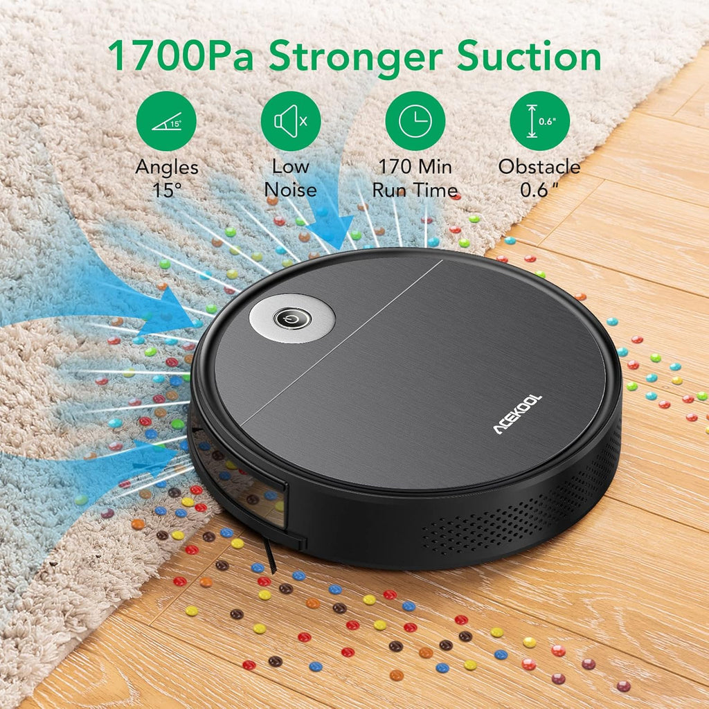 Robot Vacuum Cleaner, 1700pa Suction, 170min Runtime W8404