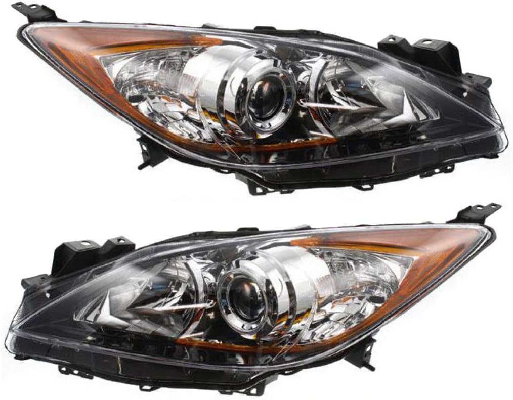Mazda 3 Headlight Assembly 2010 2011 Pair Halogen T8792