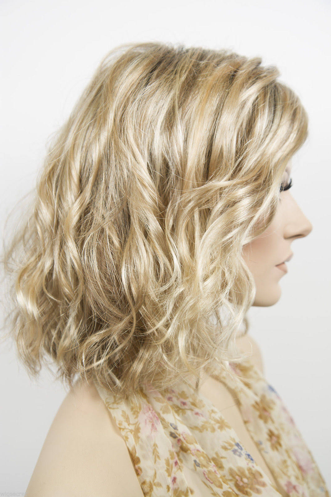 Medium Lace Front Wavy Blonde Brunette Red Grey Wigs - Light Gold Brown Medium Gold B U3836