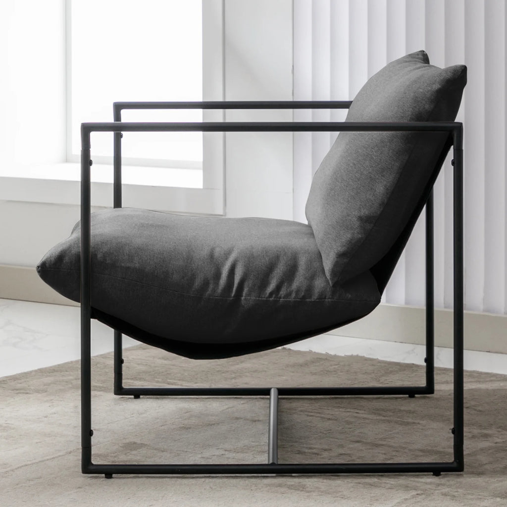 Dark Grey Sling Accent Chair with Metal Frame Z575664