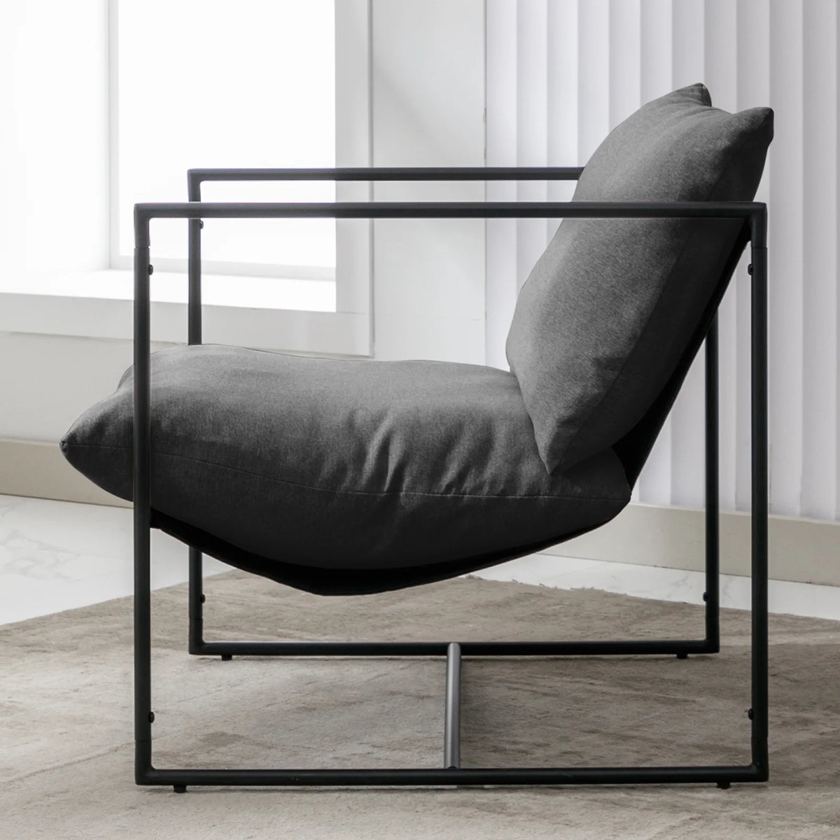 Dark Grey Sling Accent Chair with Metal Frame Z575664