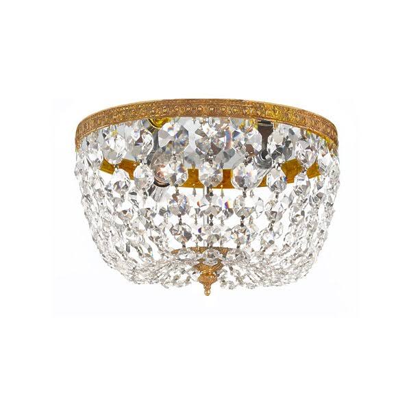 2 Light Flush Mount with Olde Brass Clear Spectra Crystal Cast 8 inch 120 Watts Q358019