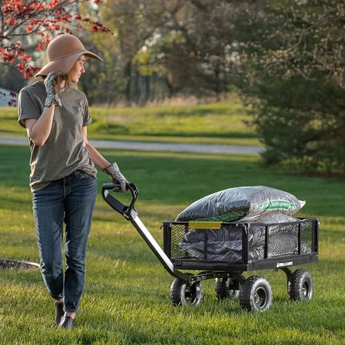 Black Steel Utility Wagon with Removable Side Panels, 4 Cu Ft, 900 lb Capacity T423976