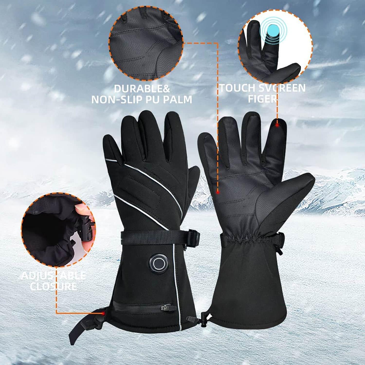 Rechargeable Battery Waterproof Heated Gloves A8127