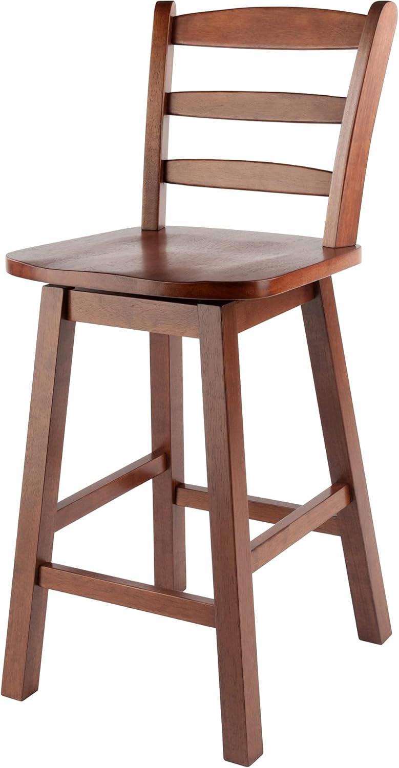 Walnut Ladder Back Swivel Seat Counter Stool D858