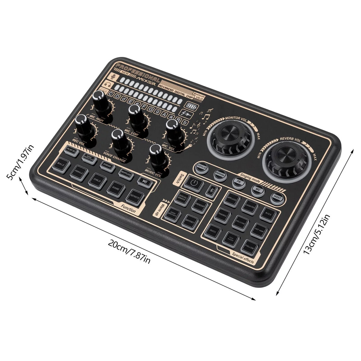 Sound Effects Board Audio Interface with Voice Changer and LED Lights F278