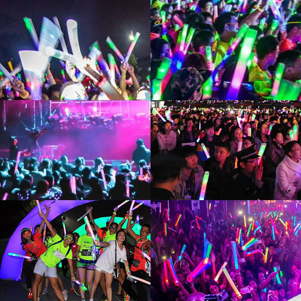 100 PCS Multicolored LED Foam Glow Sticks O41071