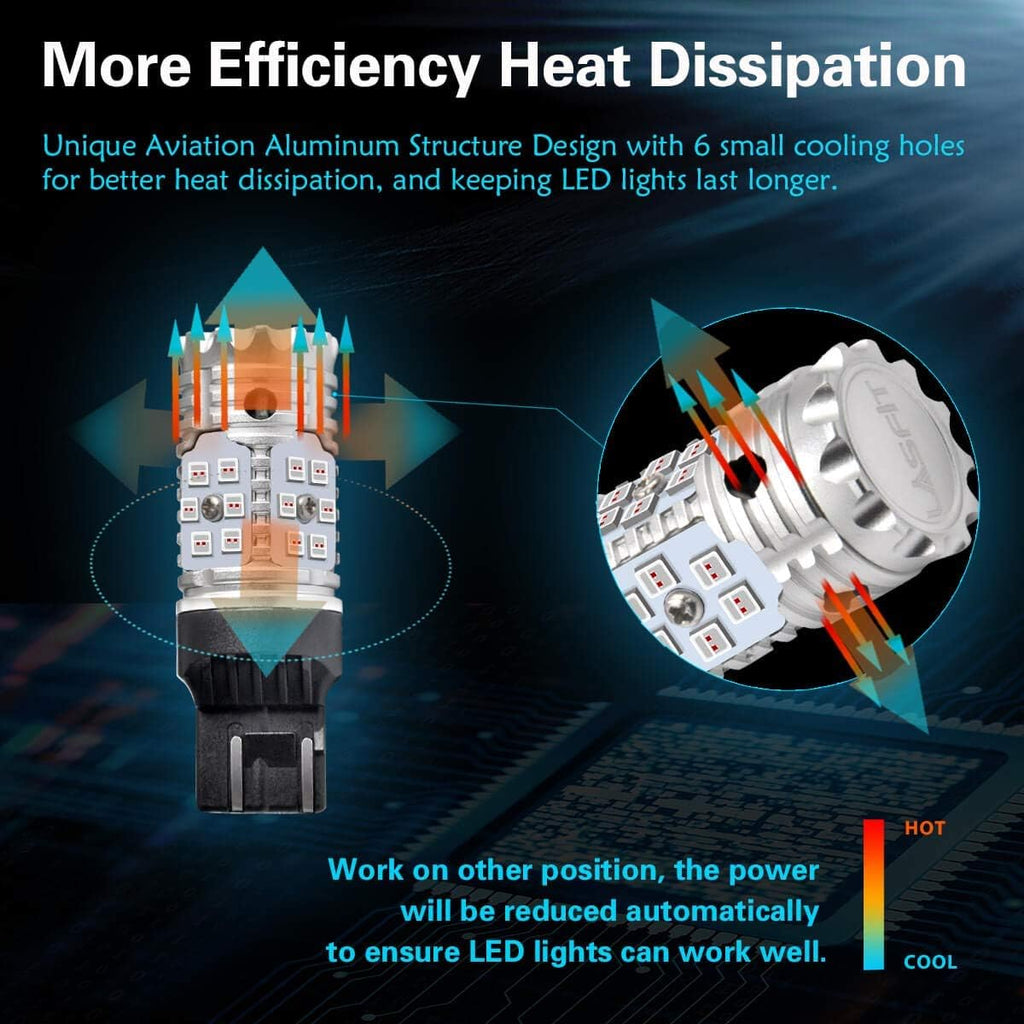 Red 7443 7444 LED Brake Tail Light Bulb (2pcs) S5549