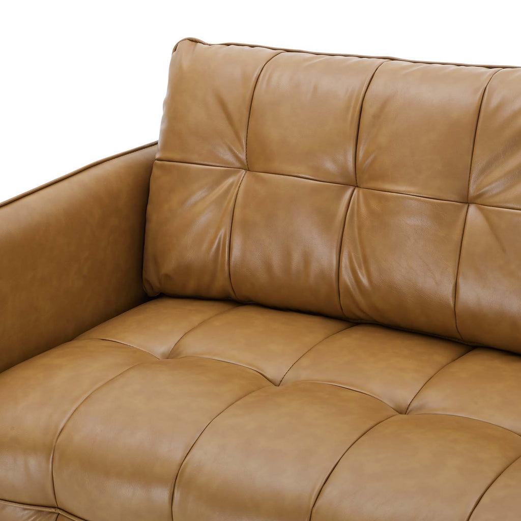 Tan Faux Leather Tufted Sofa J91764