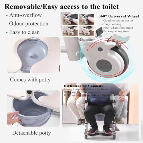 Portable Bath Lift Chair with 180° Split Seat and Wheels X630619