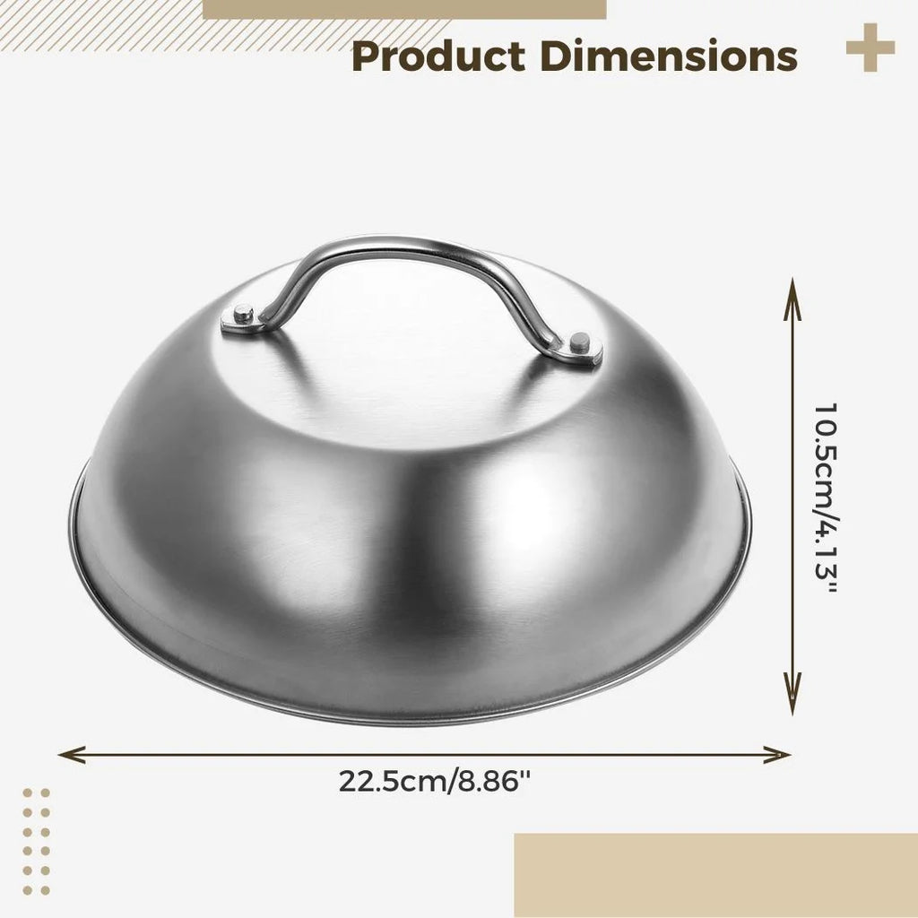 2PCS Stainless Steel Round Basting Cover with Handle O64542