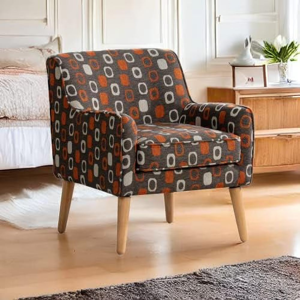 Grey Pattern Linen Fabric Accent Chair E567