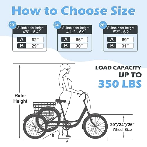 7 Speeds 20 & 24 & 26-Inch Adult Tricycle N5031