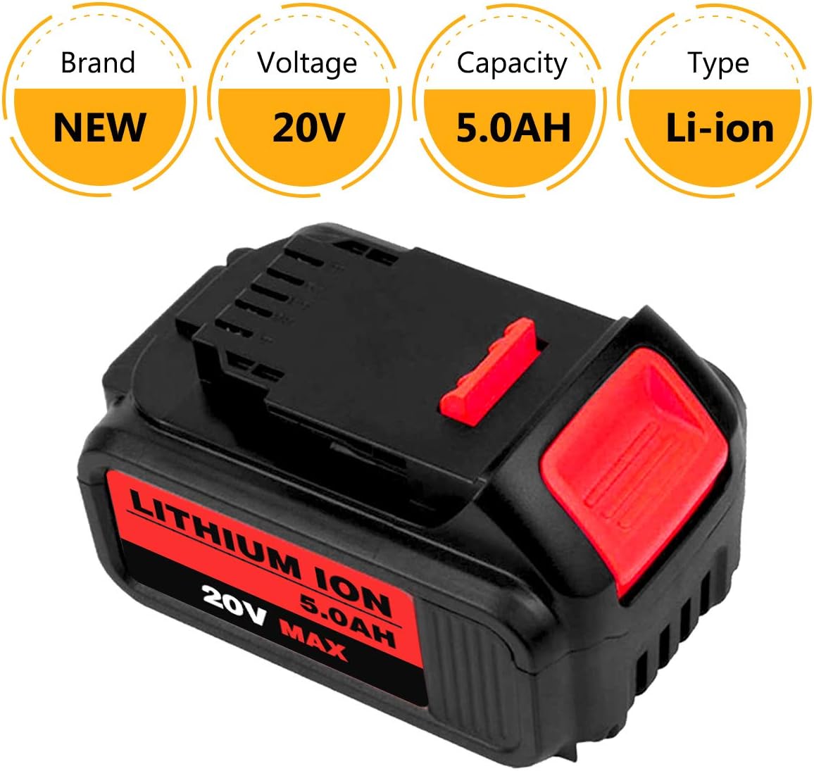 6Packs 20Volt 5.0Ah Lithium Battery L851950
