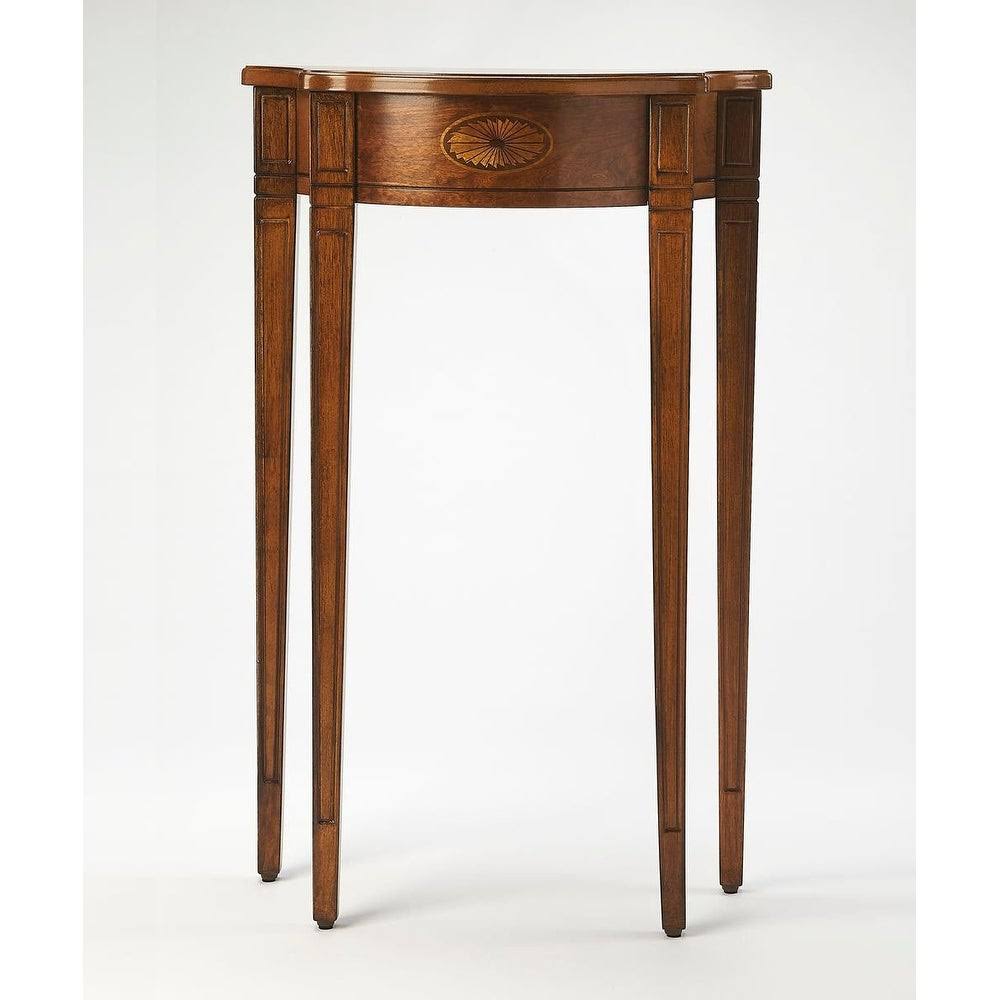 Olive Ash Burl Demilune Console Table F266403