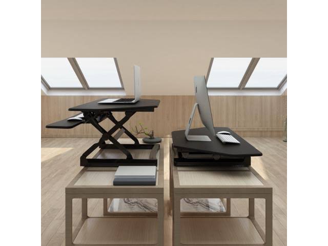 Black Adjustable Corner Standing Desk Riser R102