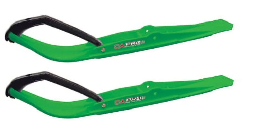 Green Razor Snowmobile Skis with 4" Round Bars Complete Kit Y8216