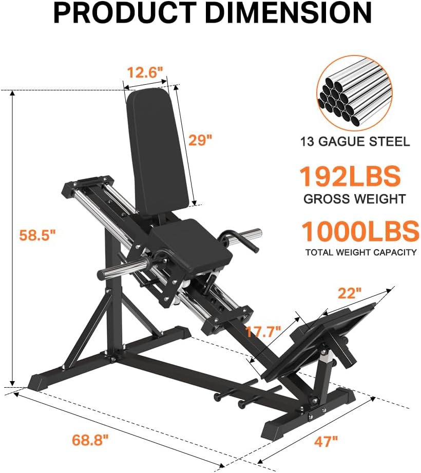 Compact Leg Press Machine with Calf Block I649